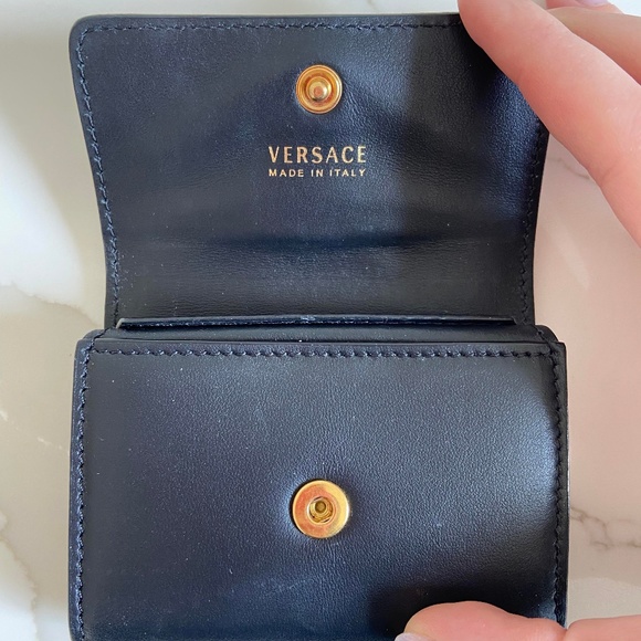 VERSACE black leather virtue mini wallet / coin purse | with original tags - Picture 4 of 9